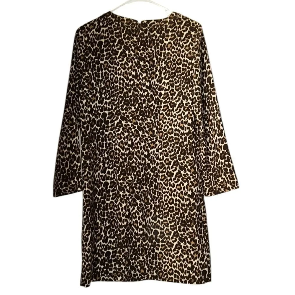Jcrew Brown & Tan Leopard Print Shift Dress(Size 2)